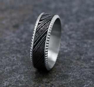 Mens Damascus Steel Wedding Band CF348527DS