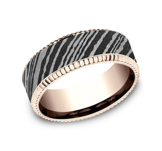 Mens Damascus Steel Wedding Band CF358527DS