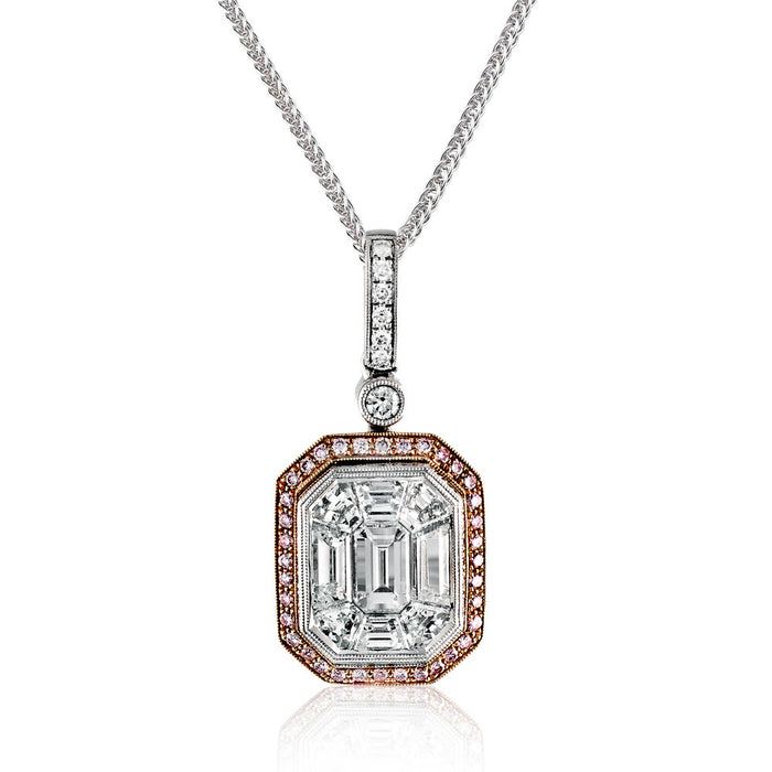 18k white and rose gold Pendant .08D .15PD 2.00MOSAIC