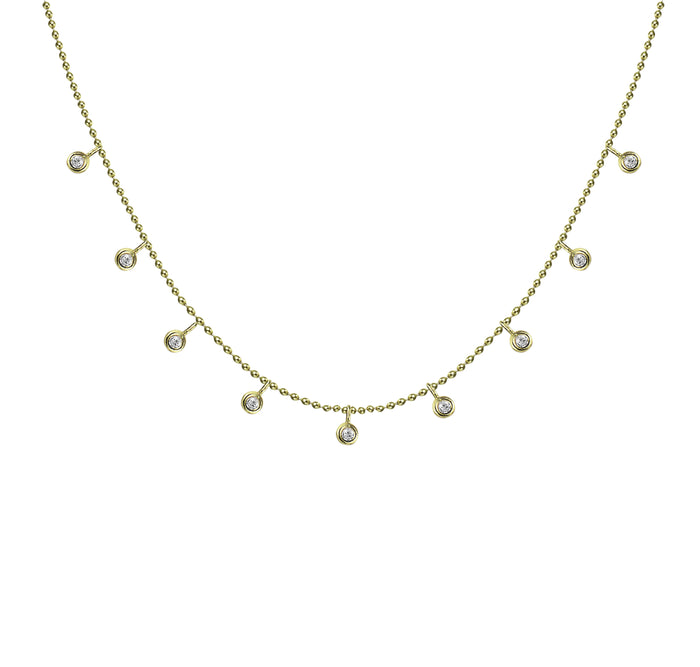 Yellow Gold Floating Diamond Necklace