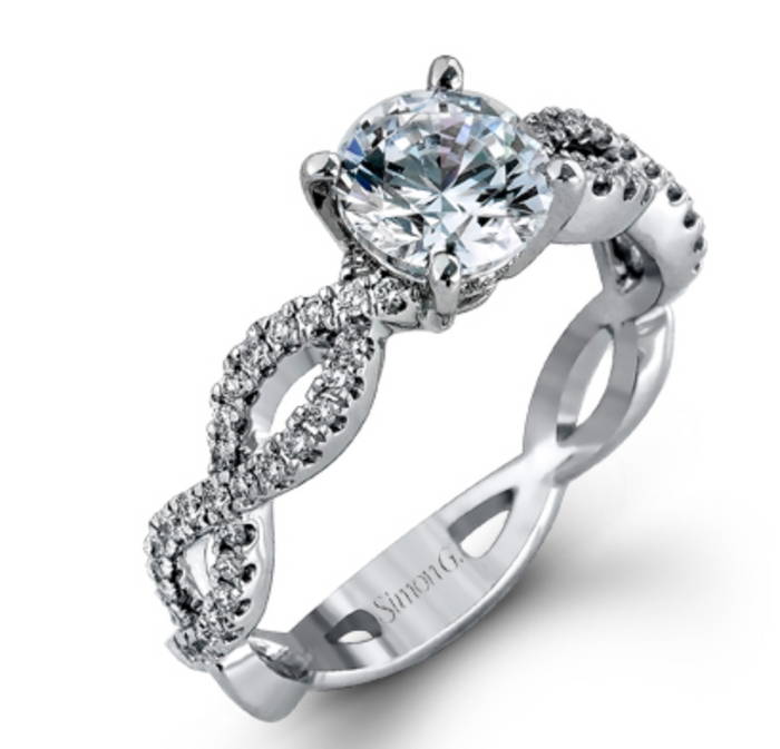 18K White Gold Infinity Style Engagement Ring