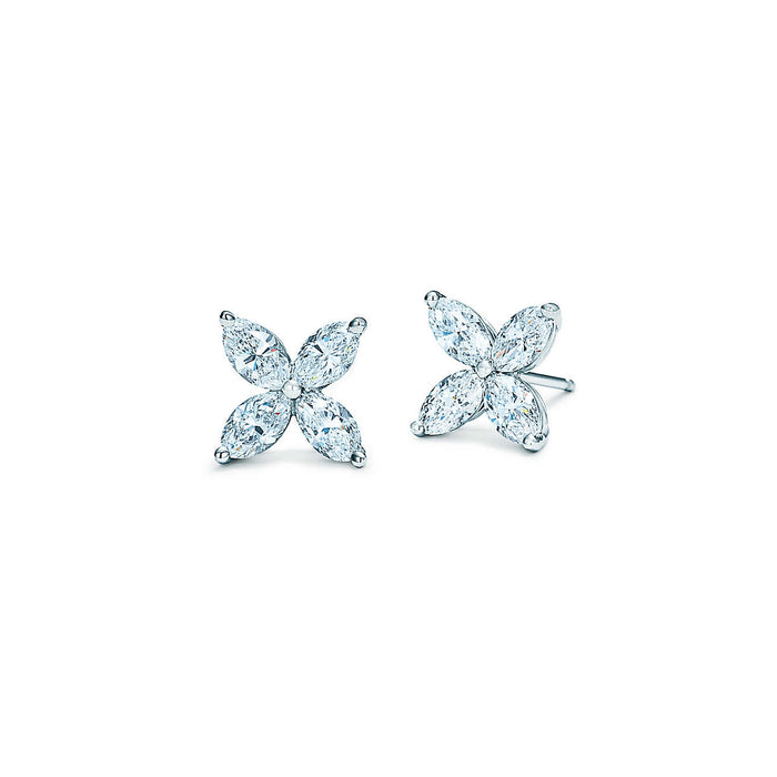 14K White Gold Marquise Diamond Stud Earrings