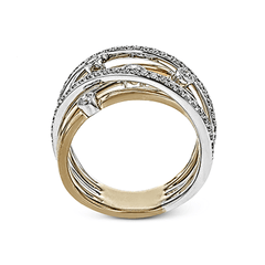 18K GOLD TWO TONE TR694 RIGHT HAND RING